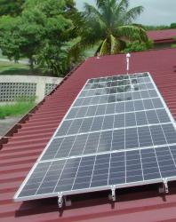 New educational solar panel on St. Croix Educational Complex roof (Photo courtesy of V.I. Energy Office). New educational solar panel on St. Croix Educational Complex roof (Photo courtesy of V.I. Energy Office).